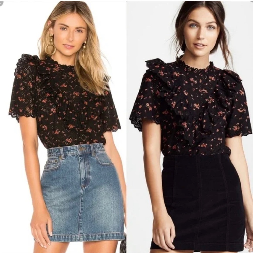 Ulla Johnson Floral print mock neck blouse size 2